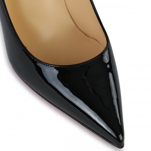BLACK LEATHER KATE 85 PATENT PUMPS