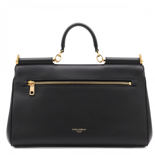 BLACK LEATHER MY SICILY EAST WEST TOP HANDLE BAG