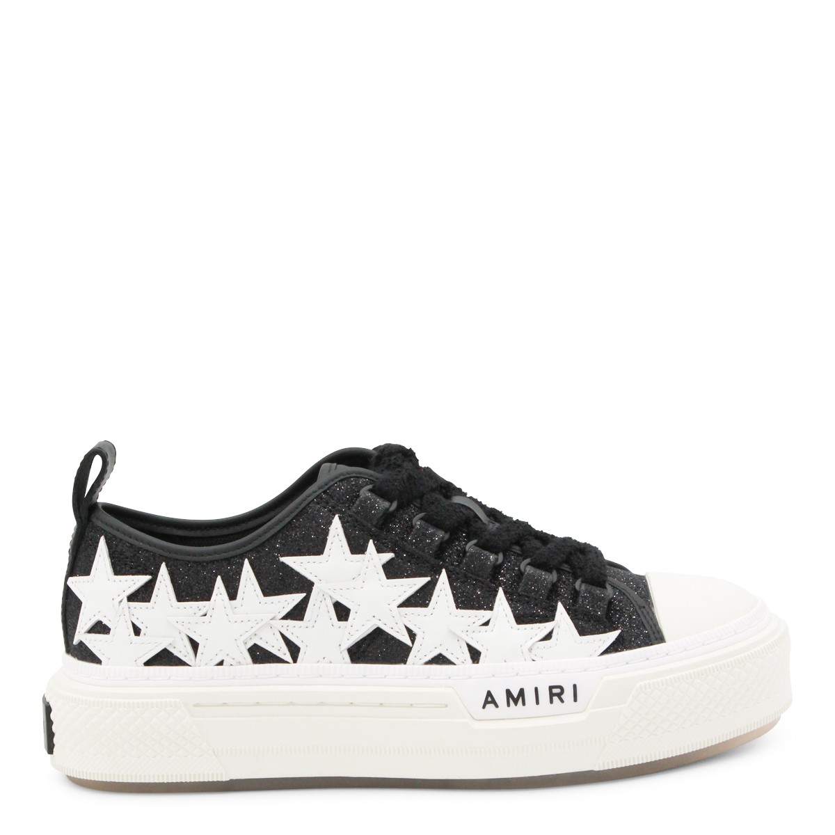 BLACK LEATHER STARS COURT SNEAKERS