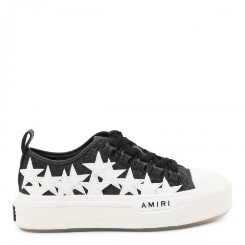 BLACK LEATHER STARS COURT SNEAKERS