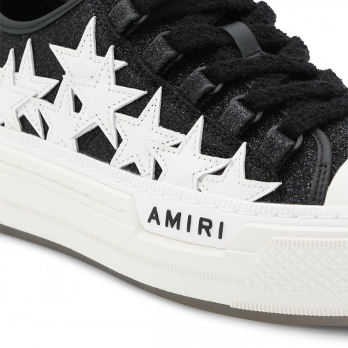 BLACK LEATHER STARS COURT SNEAKERS