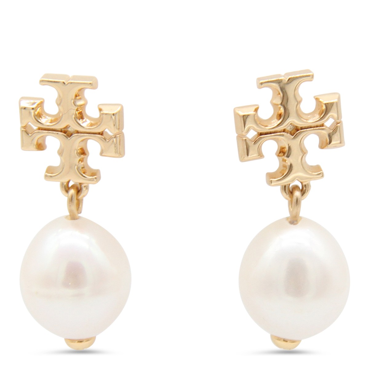 GOLD AND PEARL BRASS EARRINGS