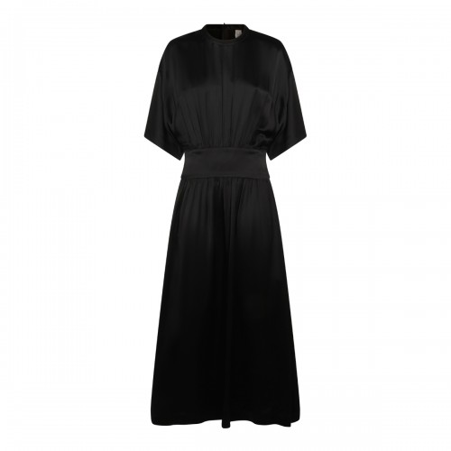 BLACK SATIN TEE DRESS