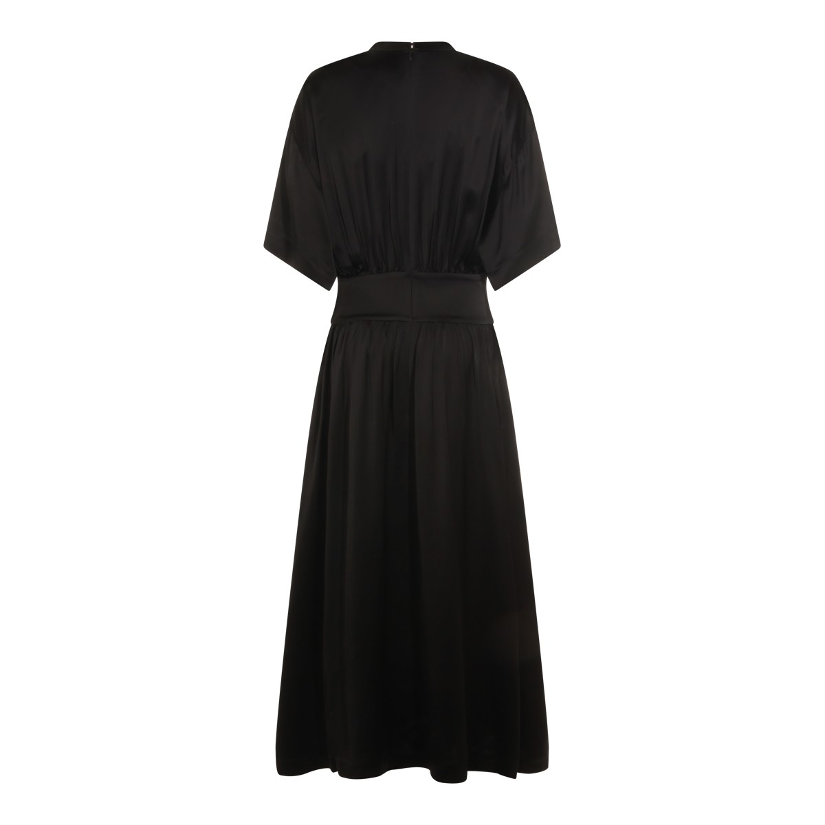 BLACK SATIN TEE DRESS