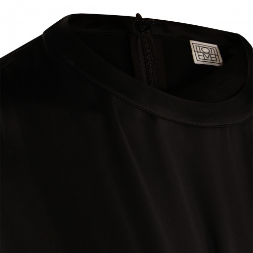BLACK SATIN TEE DRESS