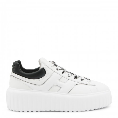 WHITE AND BLACK LEATHER SNEAKERS