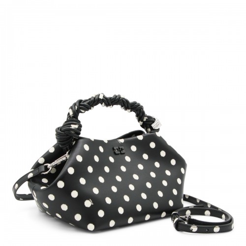 BLACK RECYCLED LEATHER TOP HANDLE BAG