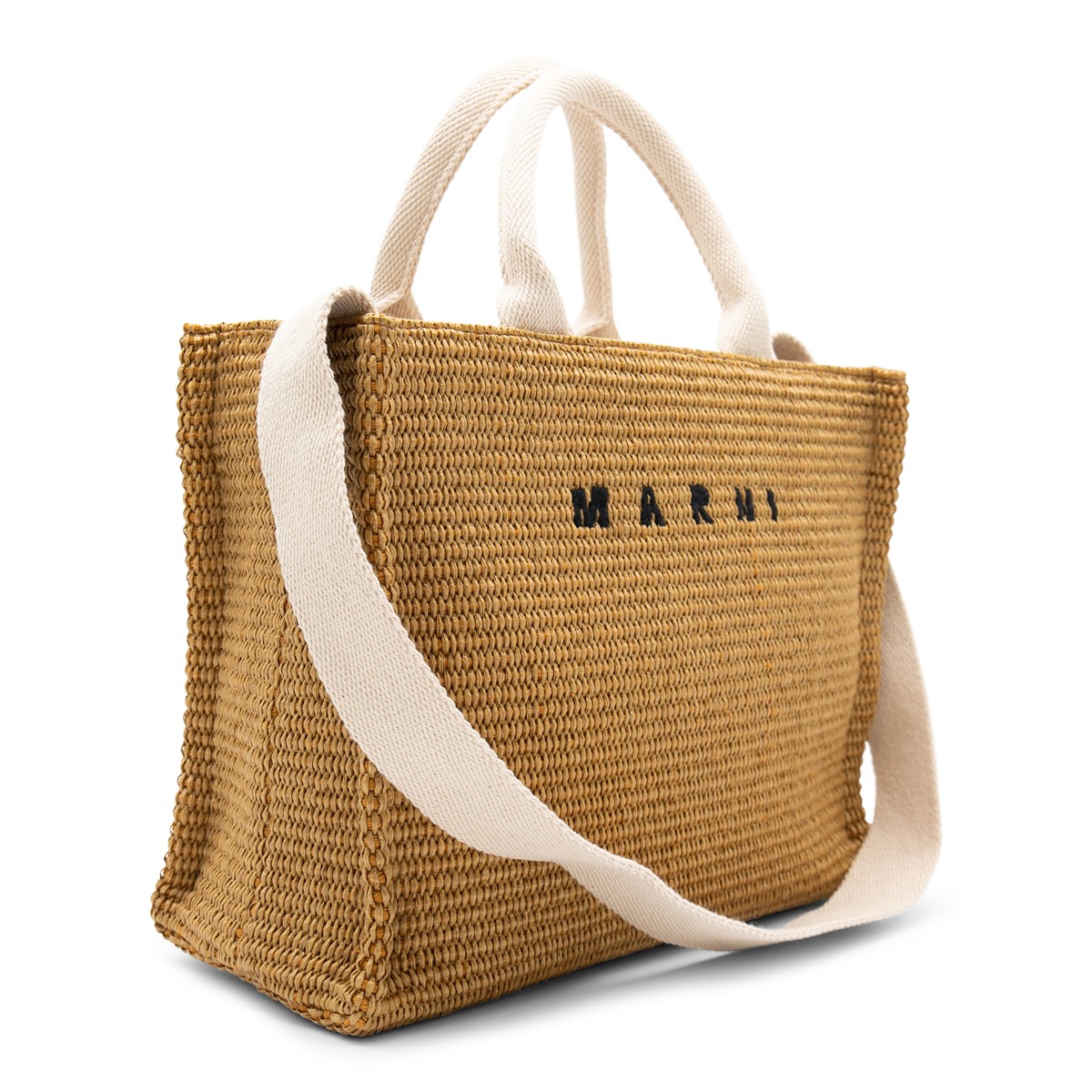 BEIGE CANVAS TROPICALIA TOTE BAG