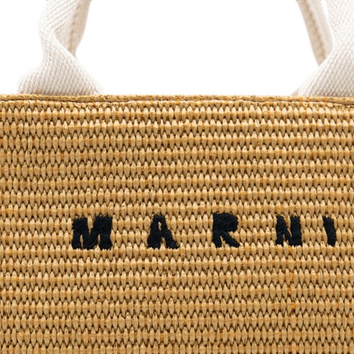 BEIGE CANVAS TROPICALIA TOTE BAG