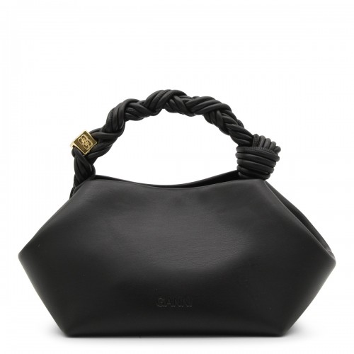 BLACK LEATHER TOP HANDLE BAG
