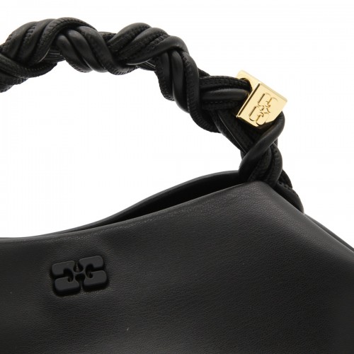 BLACK LEATHER TOP HANDLE BAG