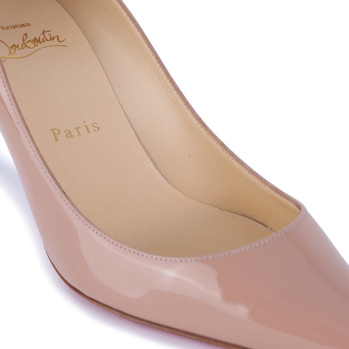 BEIGE LEATHER KATE 70 PATENT PUMPS