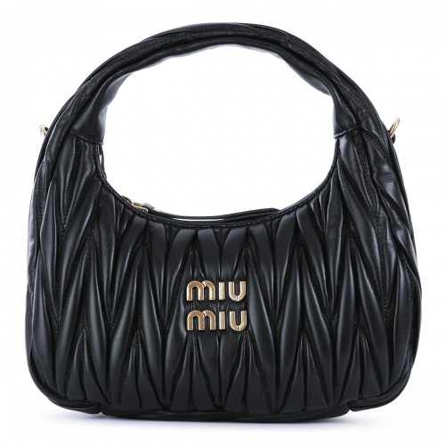 BLACK LEATHER TOP HANDLE BAG