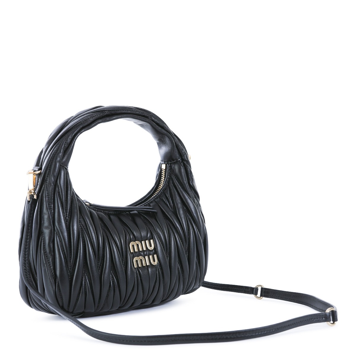 BLACK LEATHER TOP HANDLE BAG