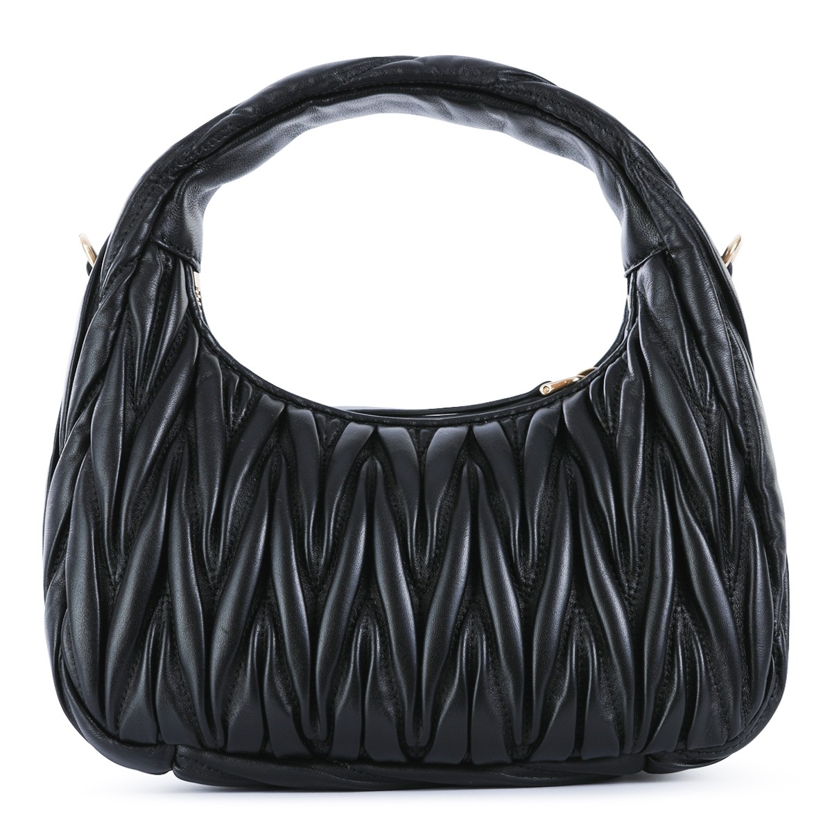 BLACK LEATHER TOP HANDLE BAG