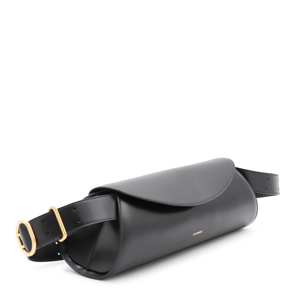 BLACK LEATHER CANNOLO BIG SHOULDER BAG