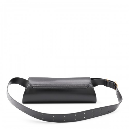 BLACK LEATHER CANNOLO BIG SHOULDER BAG