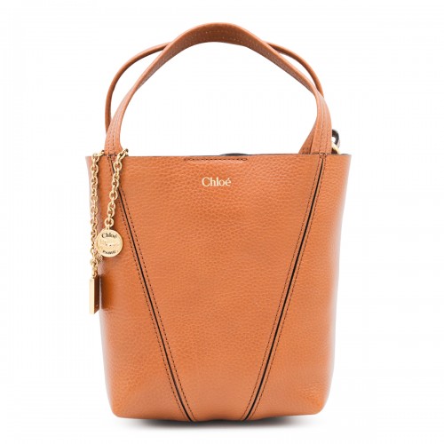 CLAY BROWN LEATHER SPIN TOTE