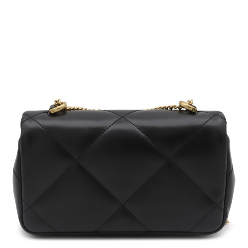 BLACK LEATHER KIRA DIAMOND SMALL SHOULDER BAG