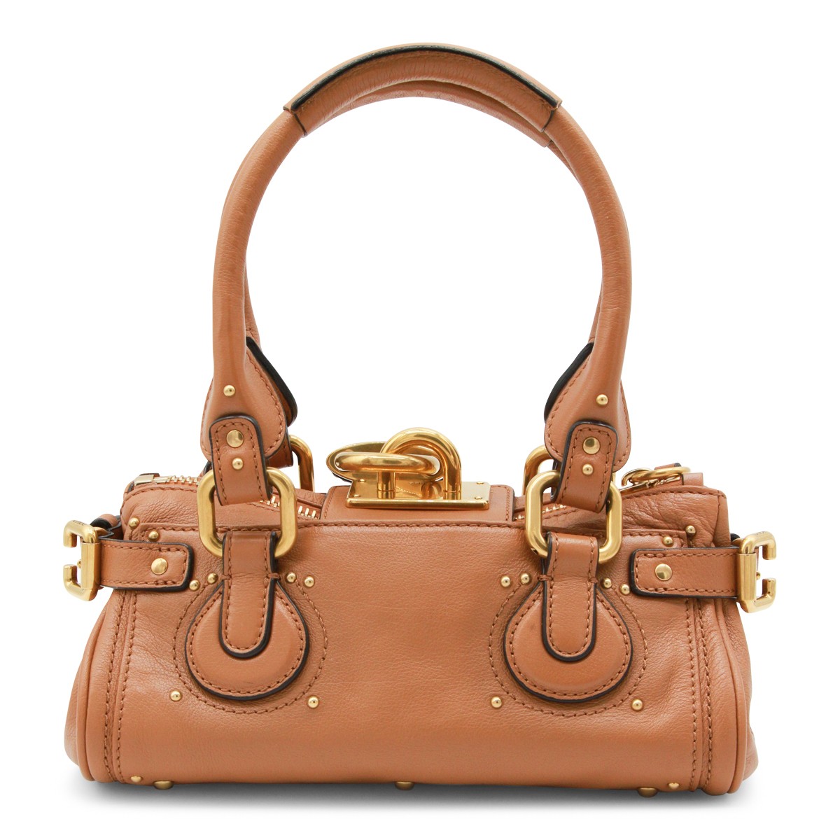 BROWN LEATHER PADDINGTON TOP HANDLE BAG