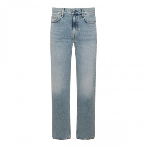 LIGHT BLUE COTTON LOW STRAIGHT DENIM JEANS