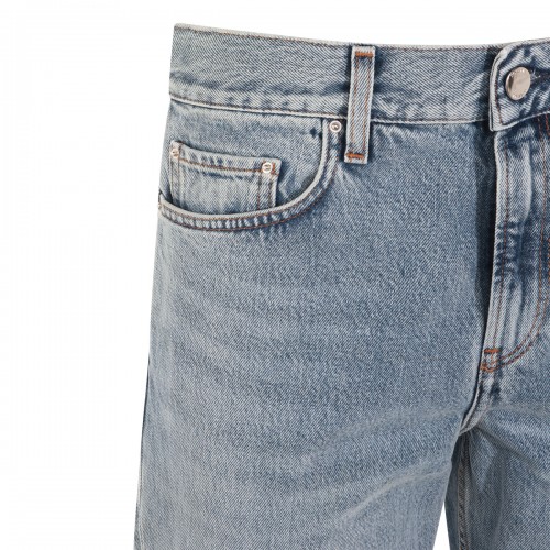 LIGHT BLUE COTTON LOW STRAIGHT DENIM JEANS