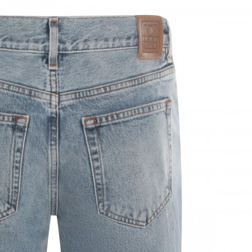 LIGHT BLUE COTTON LOW STRAIGHT DENIM JEANS