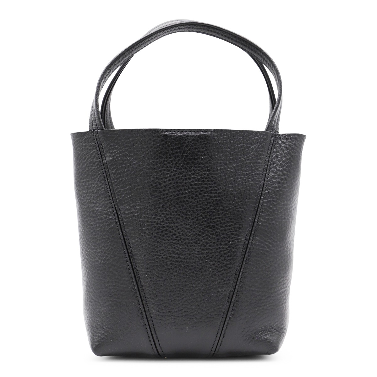 BLACK LEATHER SPIN TOTE