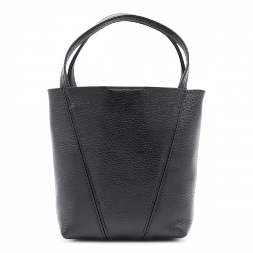 BLACK LEATHER SPIN TOTE