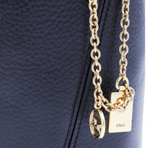 BLACK LEATHER SPIN TOTE