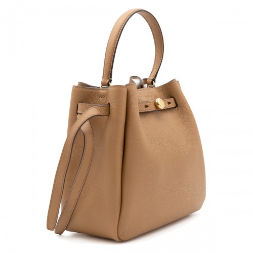 BROWN LEATHER ROMY BUCKET BAG