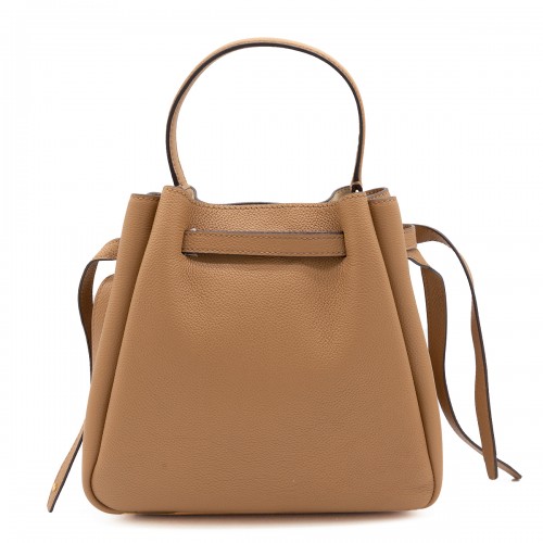 BROWN LEATHER ROMY BUCKET BAG