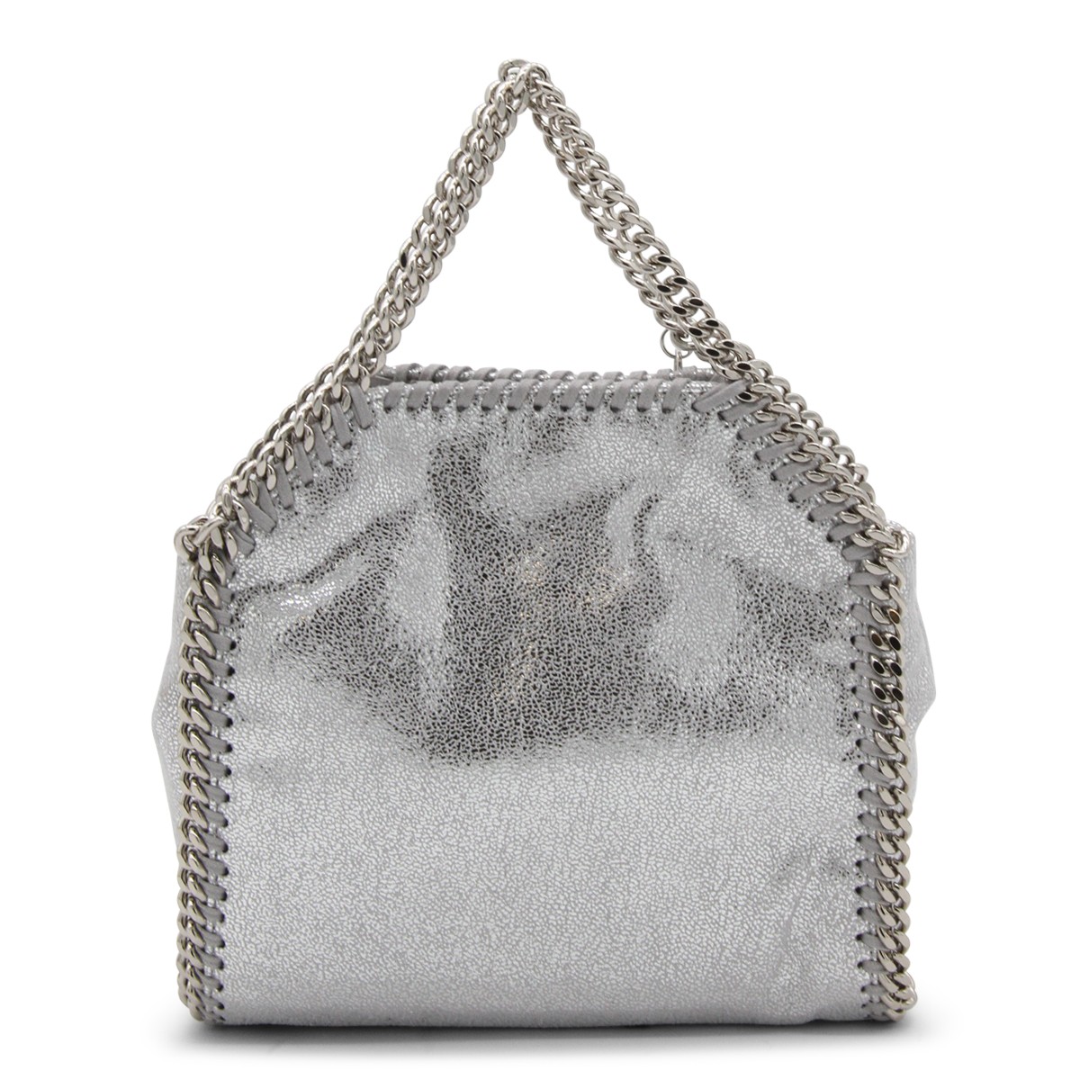 SILVER METAL FAUX LEATHER FALABELLA...