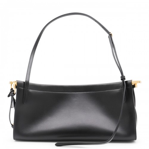 BLACK LEATHER EAST WEST MEDIUM SHOULDER BAG