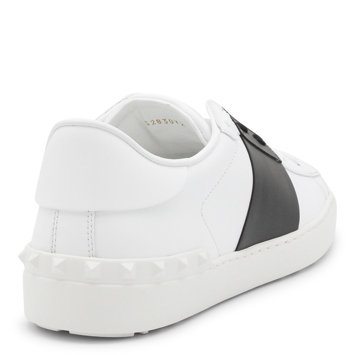 WHITE AND BLACK LEATHER OPEN SNEAKERS