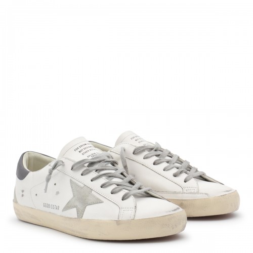 WHITE AND GREY LEATHER SNEAKERS