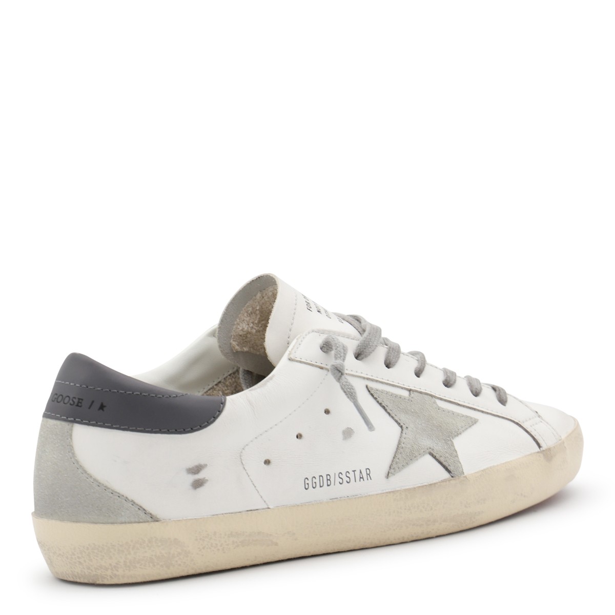 WHITE AND GREY LEATHER SNEAKERS