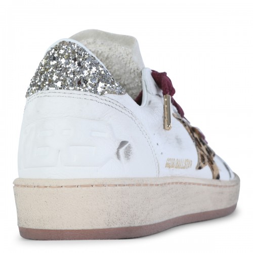WHITE AND GREY LEATHER SUPER STAR SNEAKERS
