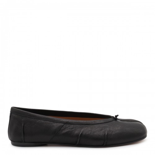 BLACK LEATHER FLATS