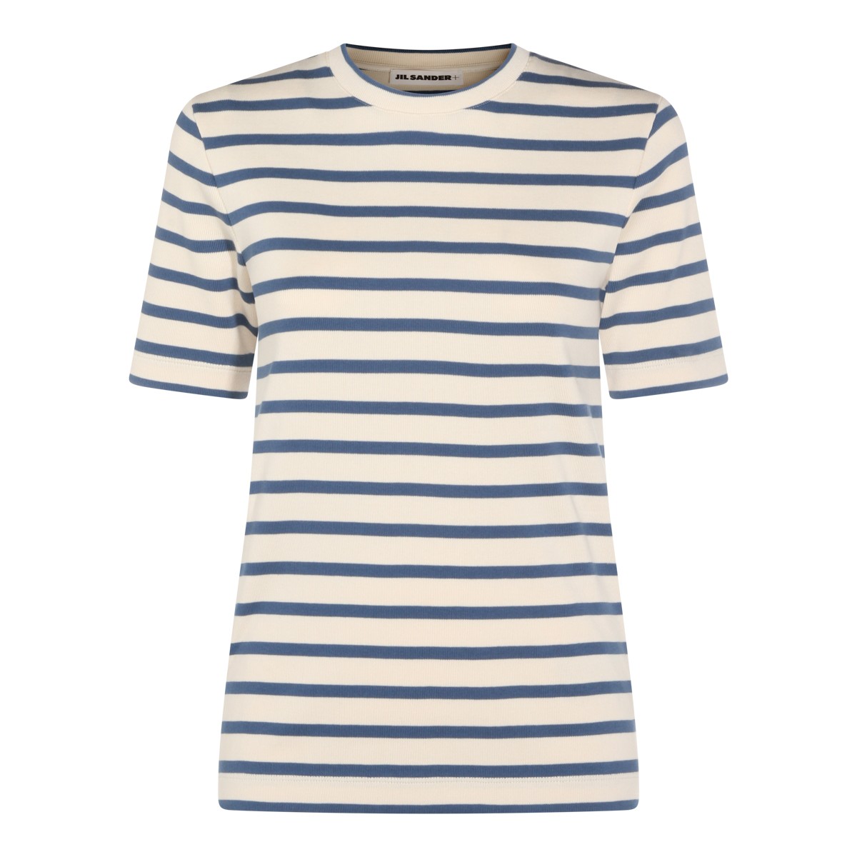WHITE AND BLUE COTTON T-SHIRT