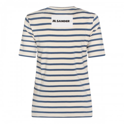 WHITE AND BLUE COTTON T-SHIRT