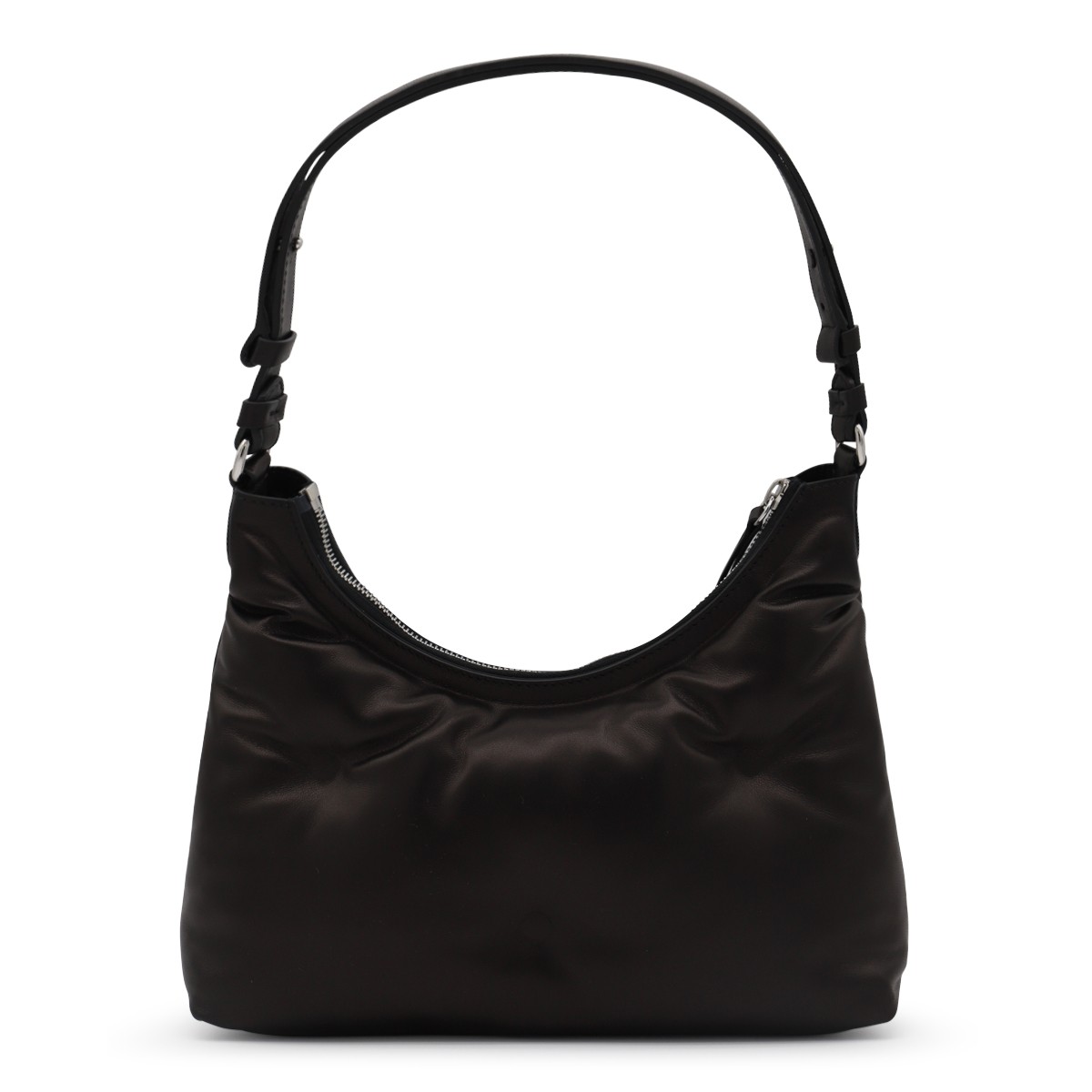 BLACK LEATHER GLAM SLAM HOBO BAG