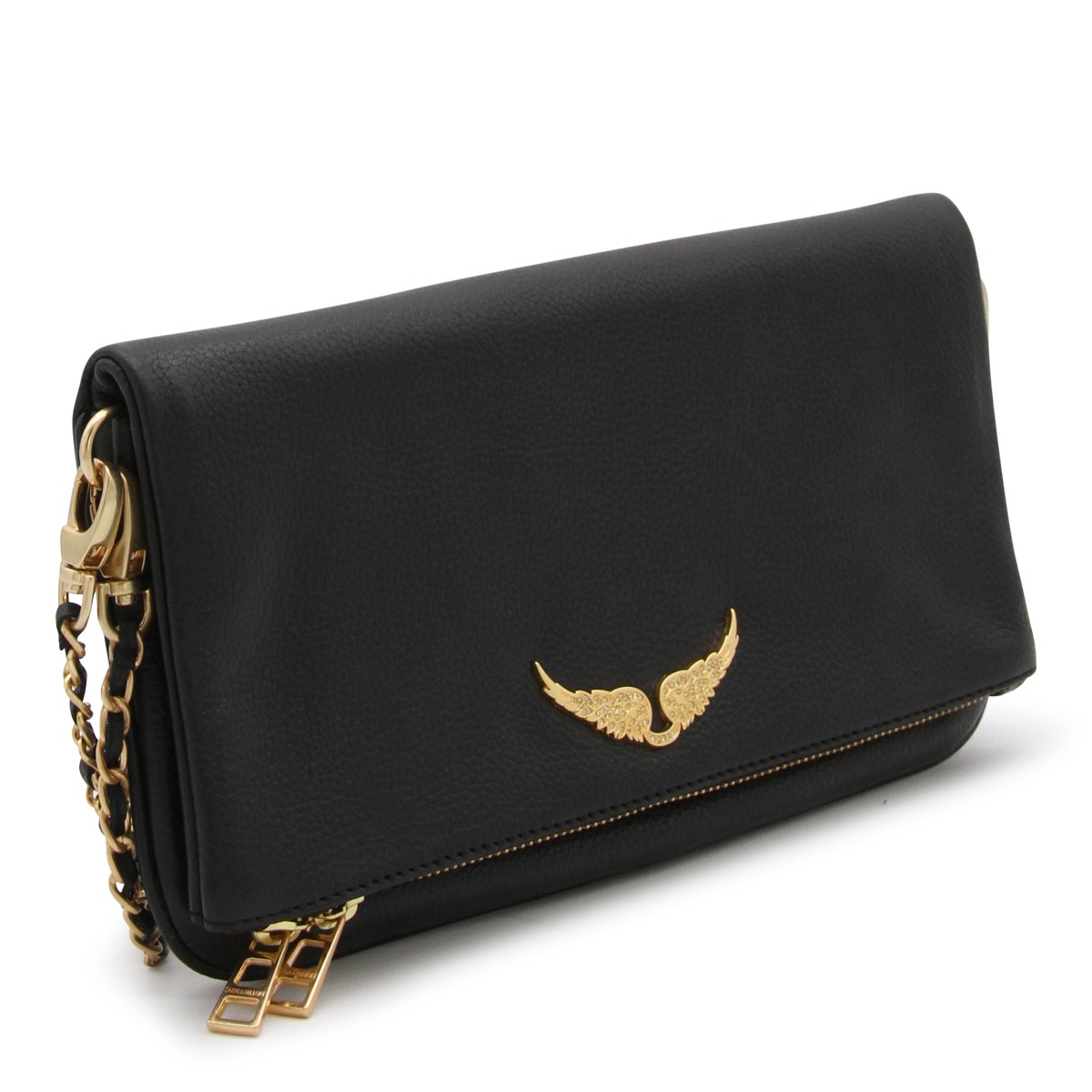 BLACK AND GOLD LEATHER SHOULDER BAG