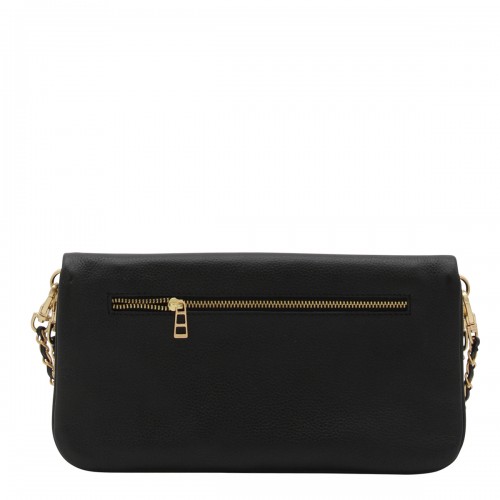 BLACK AND GOLD LEATHER SHOULDER BAG