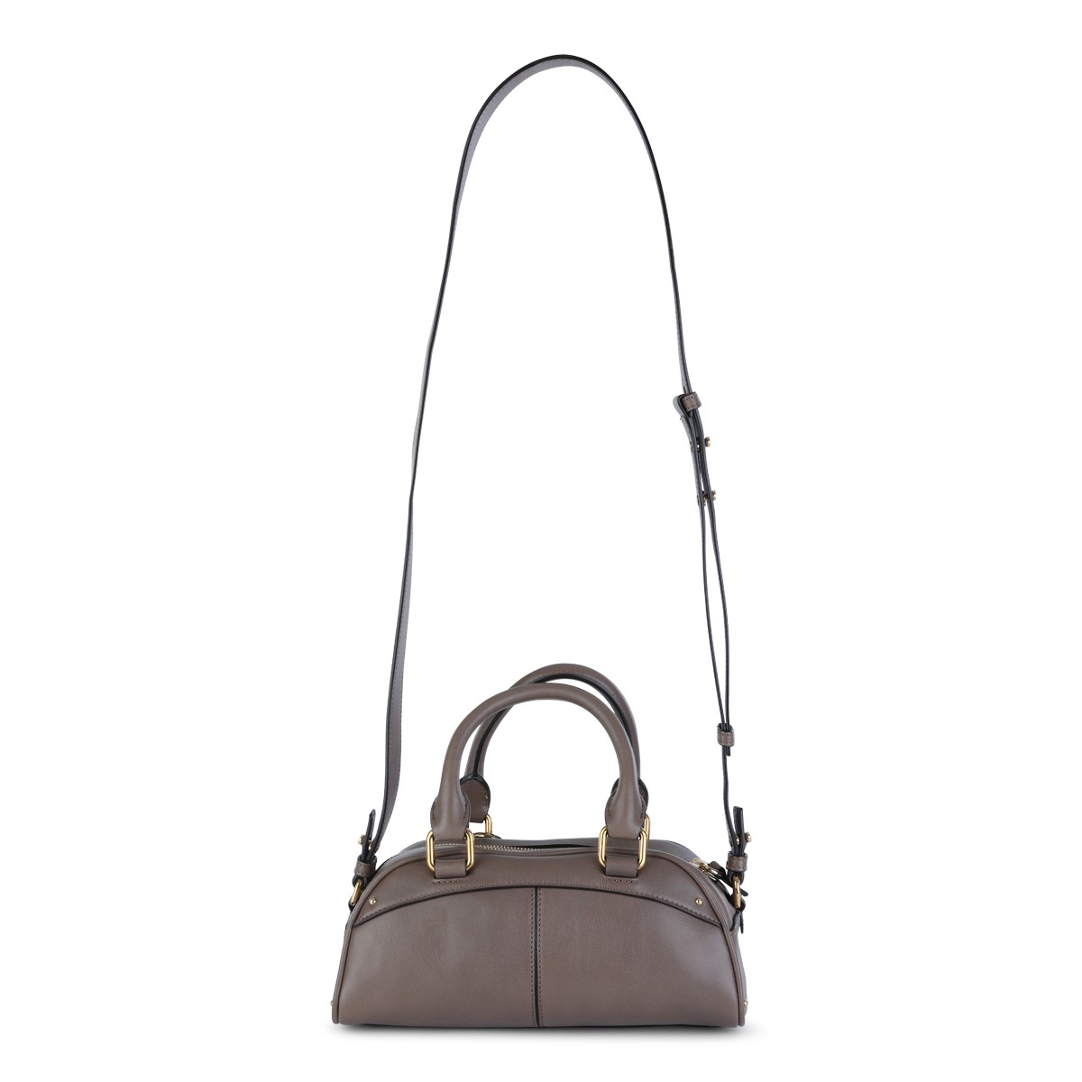 GREY LEATHER CHLOE BOWLING TOP HANDLE...