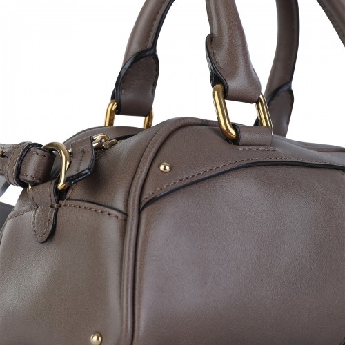 GREY LEATHER CHLOE BOWLING TOP HANDLE BAG