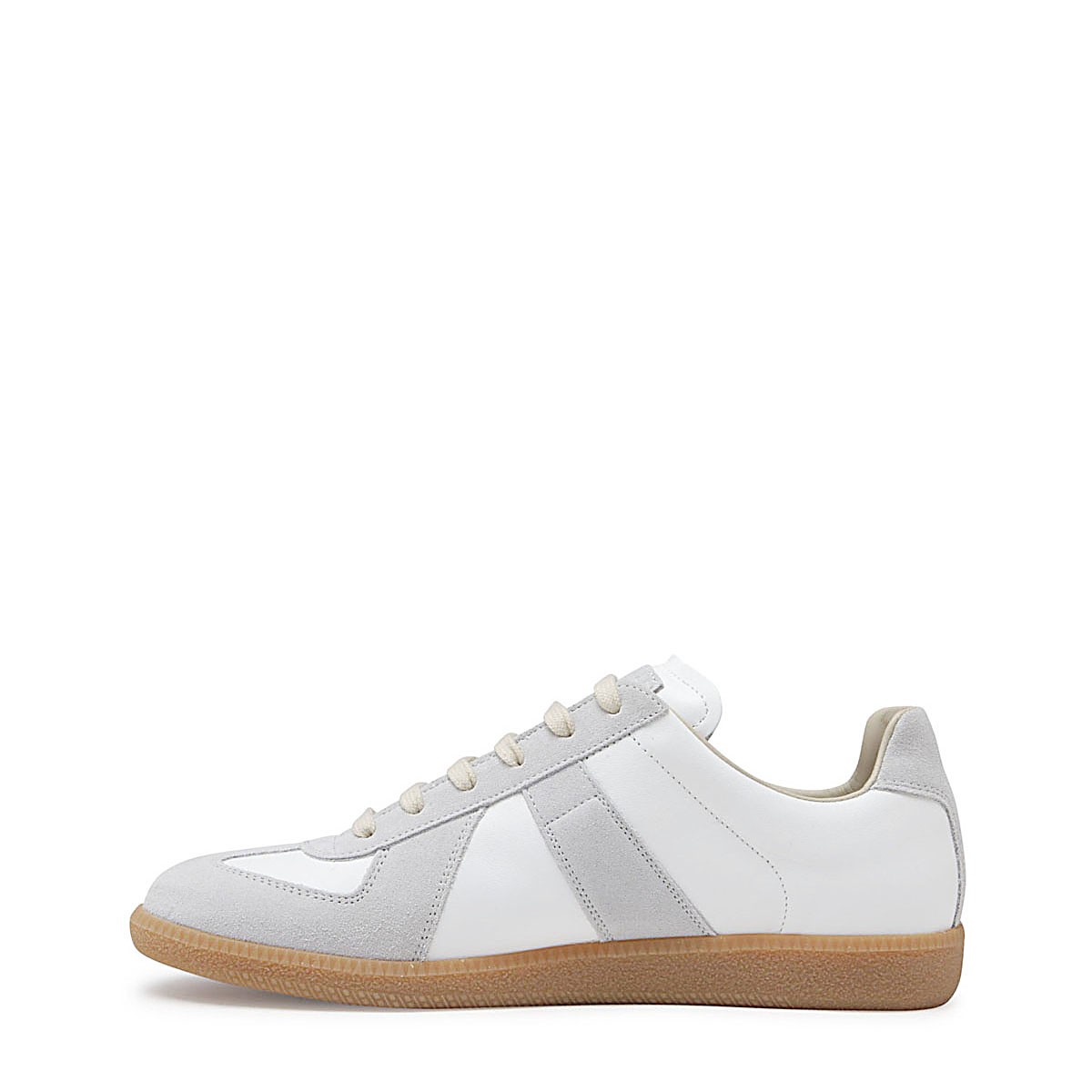 WHITE AND GREY LEATHER REPLICA SNEAKERS