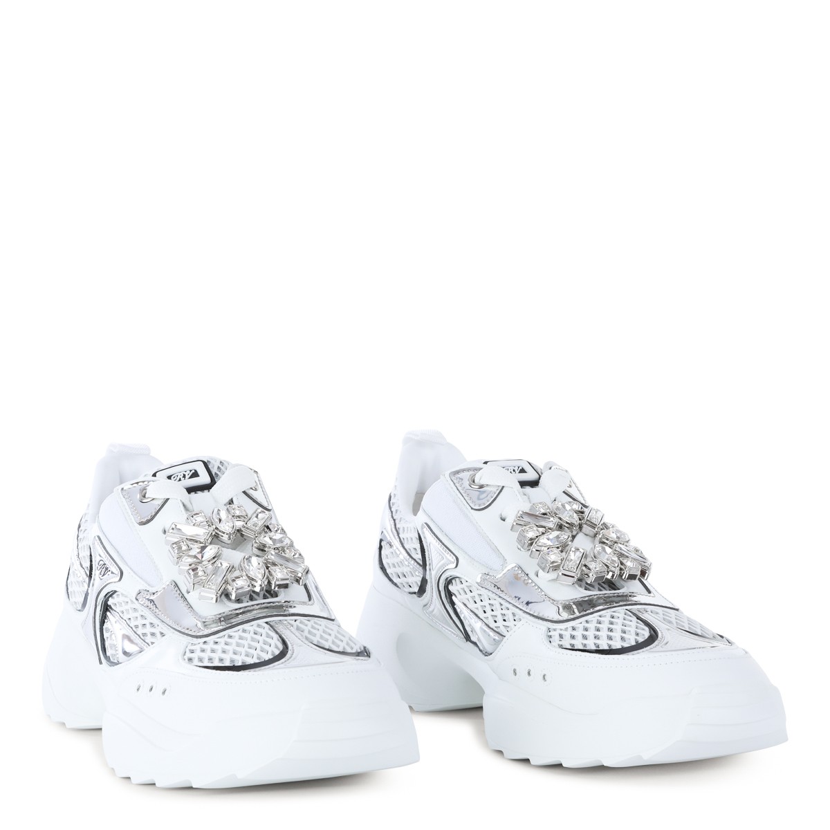 WHITE AND SILVER SNEAKERS