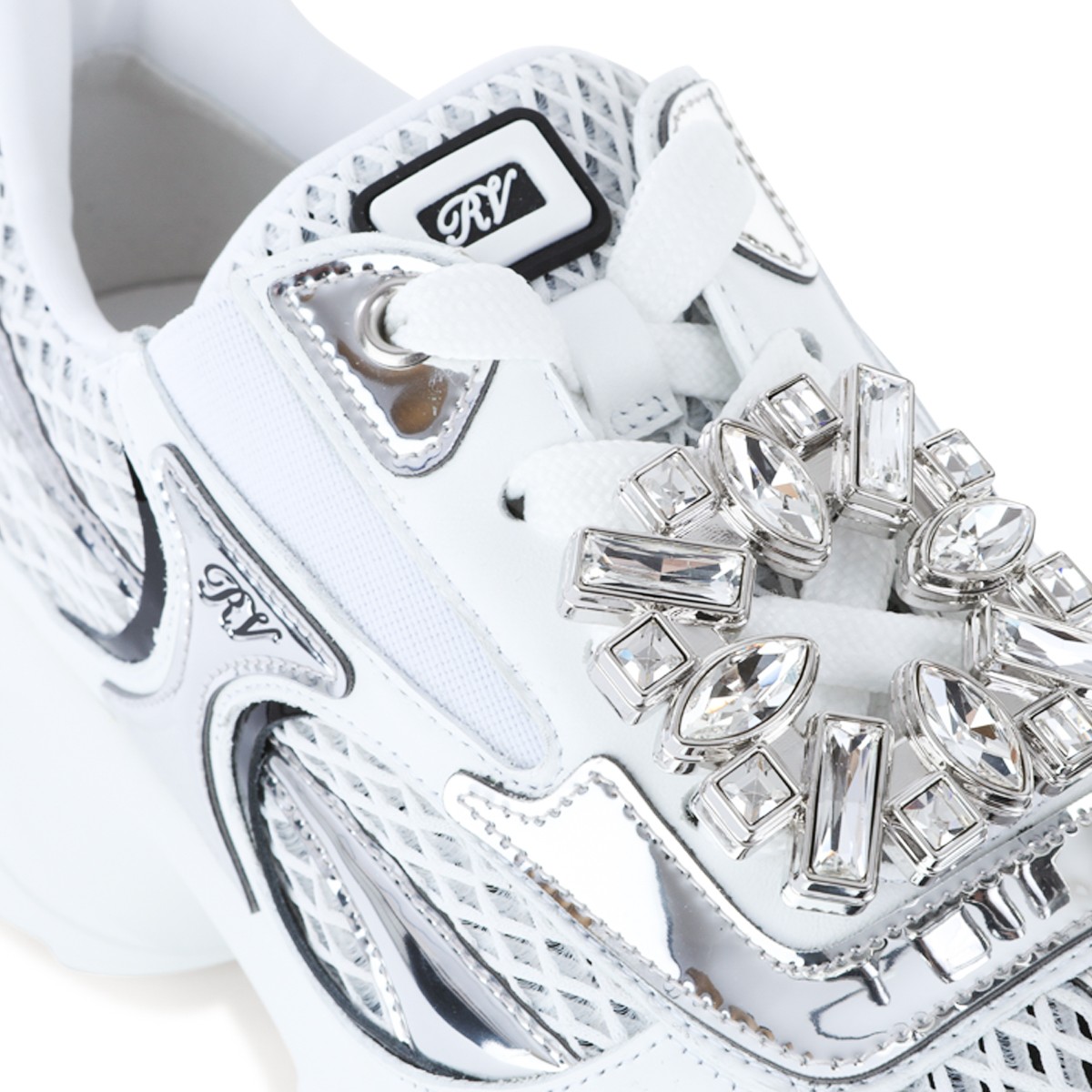 WHITE AND SILVER SNEAKERS