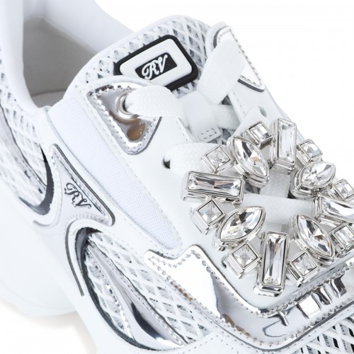 WHITE AND SILVER SNEAKERS